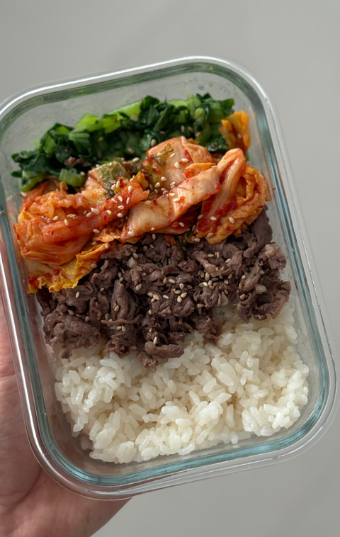 소고기 청경채 김치 도시락