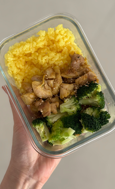 커리 브로콜리 치킨 도시락